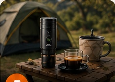 Cafeteira portátil em camping